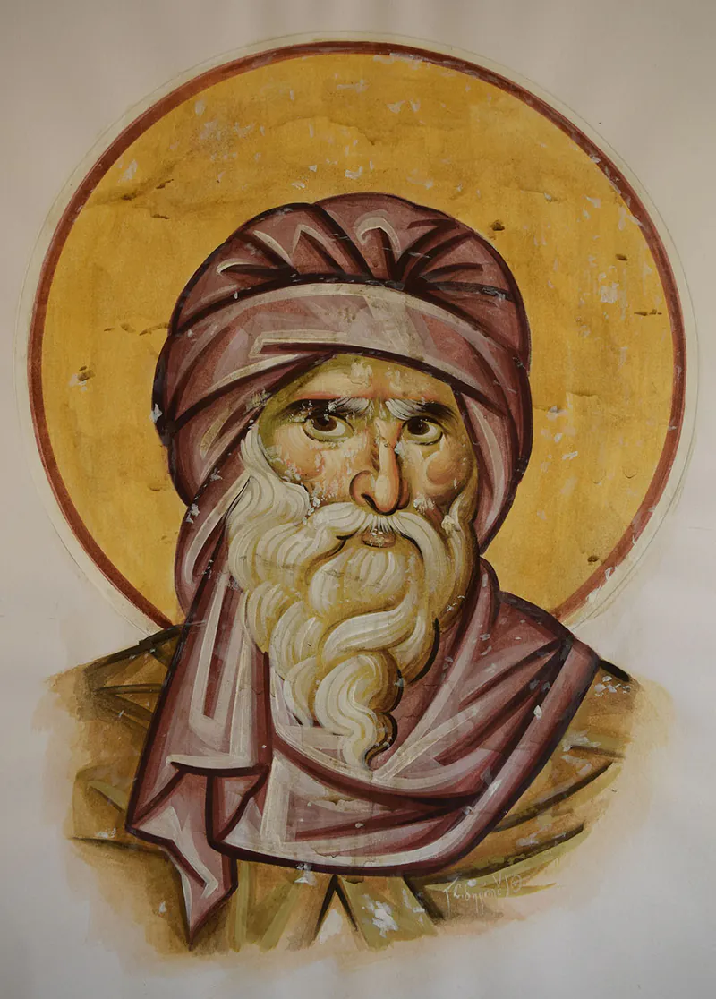 Ο Άγιος Ιωάννης ο Δαμασκηνός, αντίγραφο τοιχογραφίας