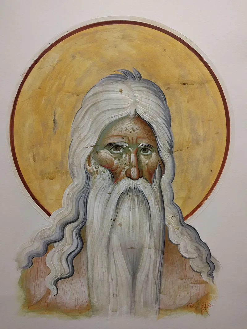Ο Άγιος Πέτρος ο Αθωνίτης, αντίγραφο τοιχογραφίας